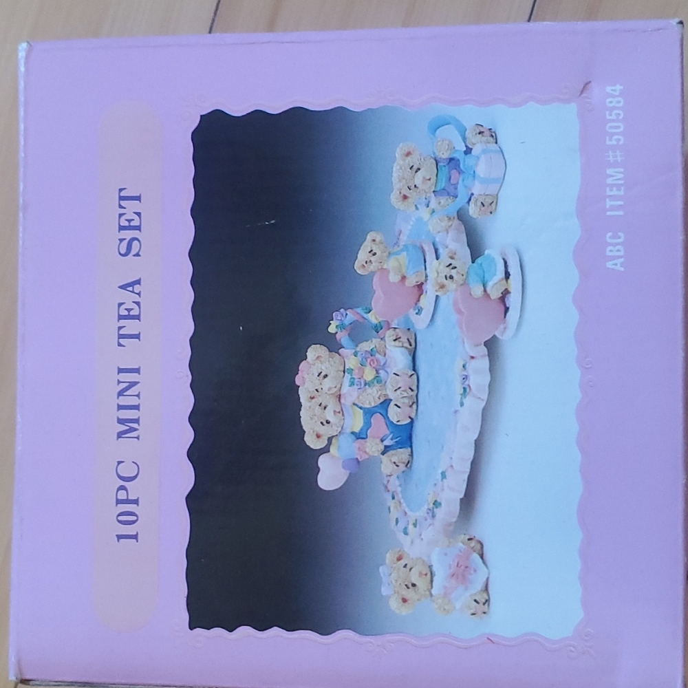 New 10-Piece Mini Tea Set with Bears - Pink and Blue